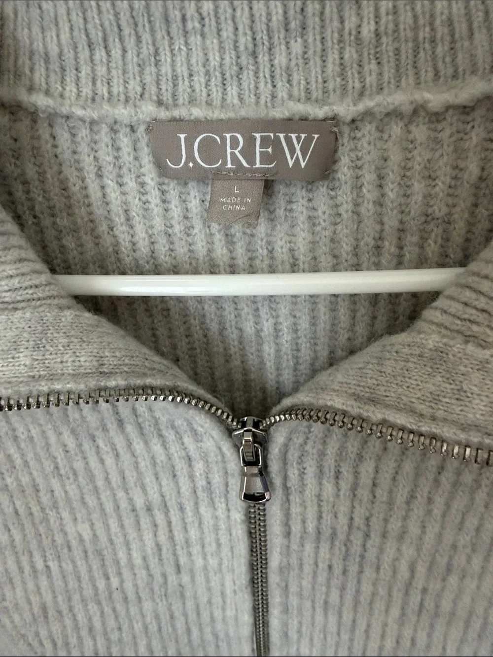 J. Crew Ribbed Merino Wool Blend Quarter Zip Sweater